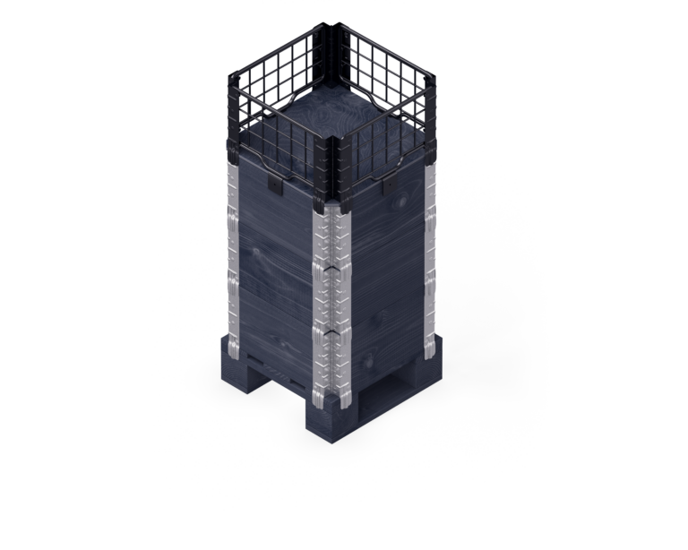 Pallet + 3 pallet collars + lid + Pallet collar steel – 40×40-Black (00000)