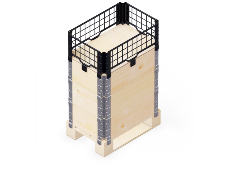 Pallet + 3 pallet collars + lid + Pallet collar steel – 60×40 (00000)