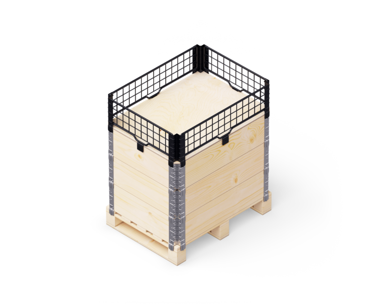 Pallet + 3 pallet collars + lid + Pallet collar steel – 80×60 (00000) copy