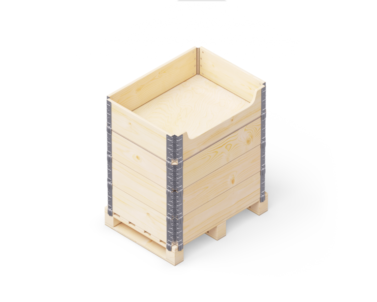 Pallet + 4 pallet collars + lid + pallet collar with special cut – 80×60 (00000)