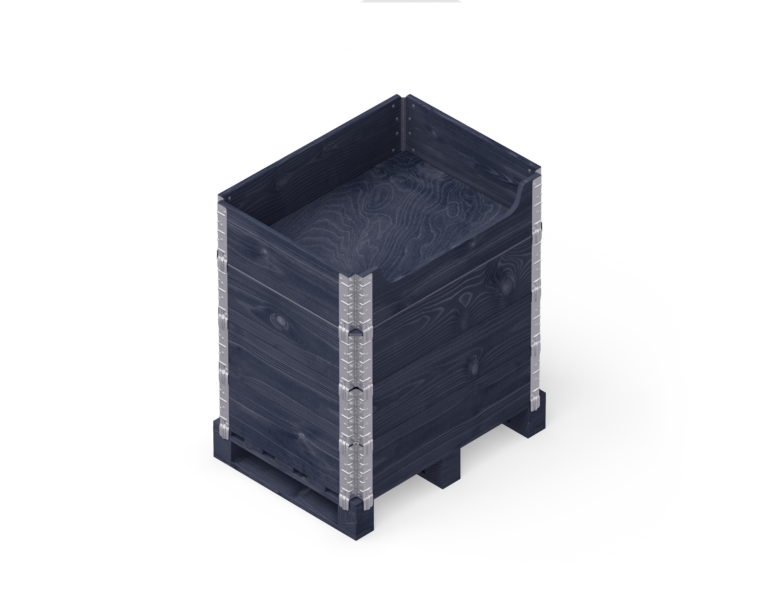 Pallet + 4 pallet collars + lid + pallet collar with special cut – 80×60-Black (00000)